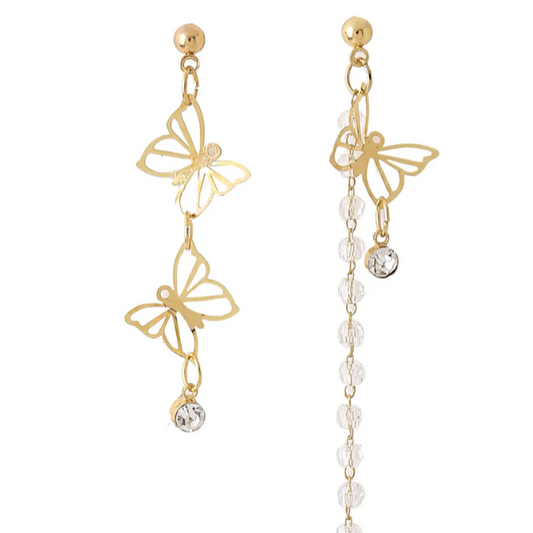 Gold-Toned Pearl Butterfly Danglers for Women & Girls Gift for Birthday or Anniversary"