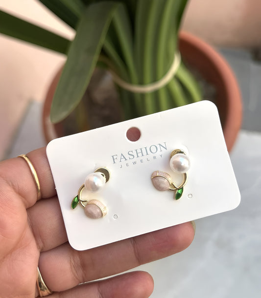 Elegant Pearl Flower Bud Earrings – Unique Floral Jewellery for Women