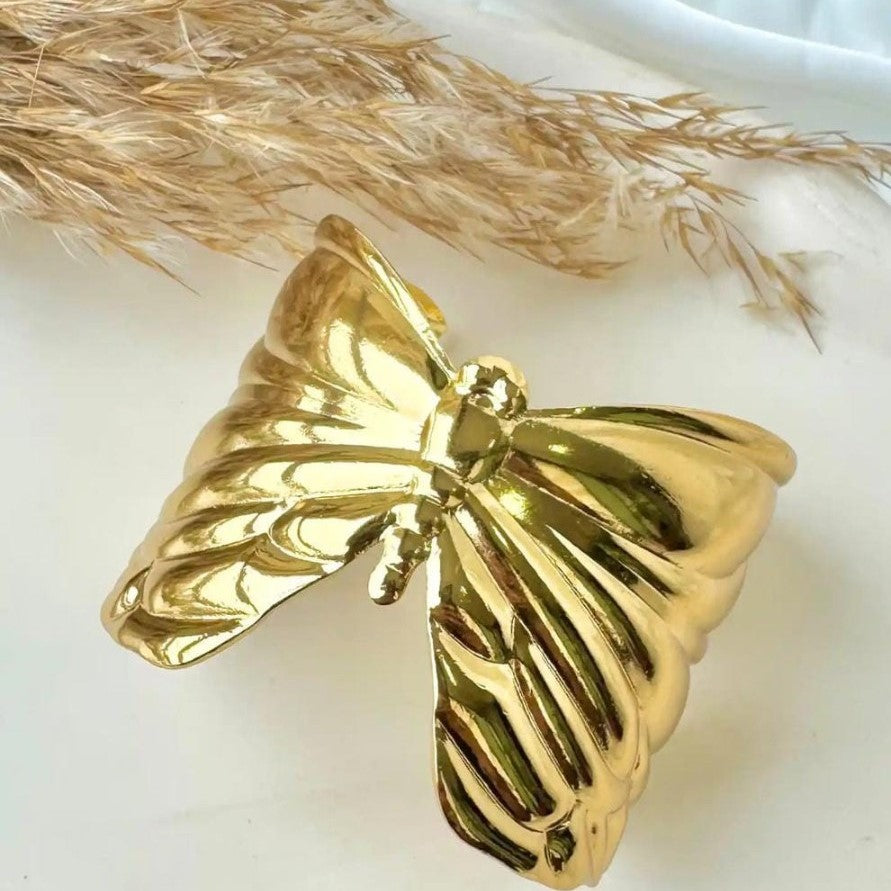 Gold-Plated Butterfly Statement Cuff Bracelet