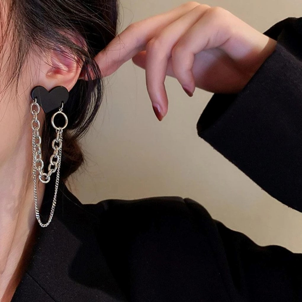 Silver Plated Heart Shape Drop Earrings