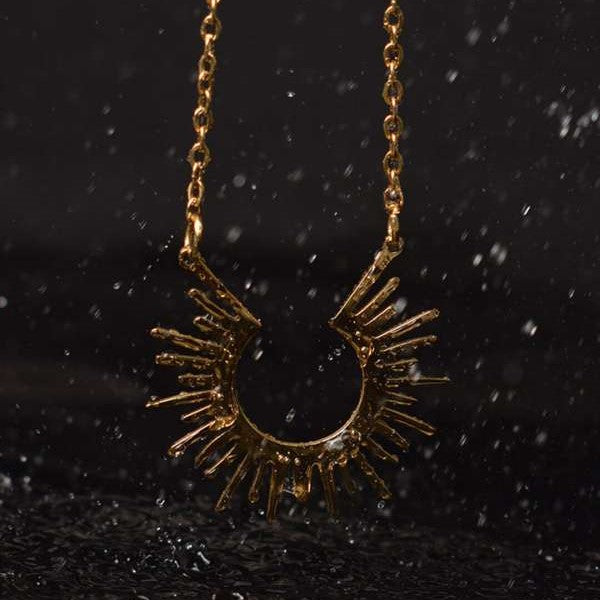 Golden Sunburst Pendant Necklace for Women