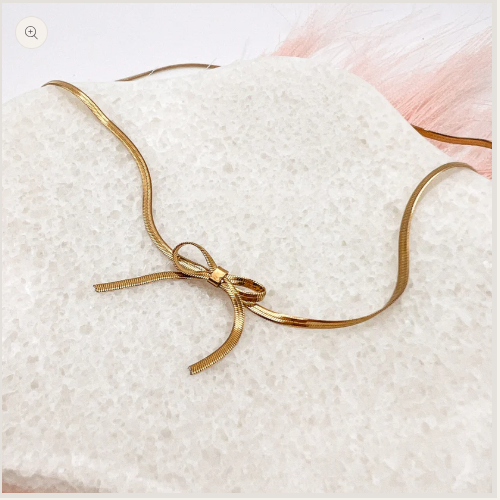 Delicate Ribbon Bow Gold Necklace – Chic Everyday Jewelry