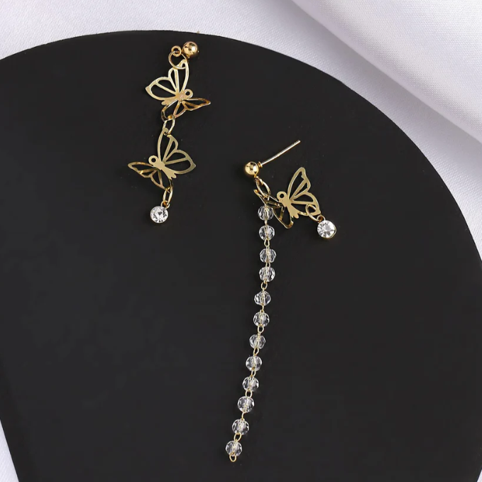 Gold-Toned Pearl Butterfly Danglers for Women & Girls Gift for Birthday or Anniversary"