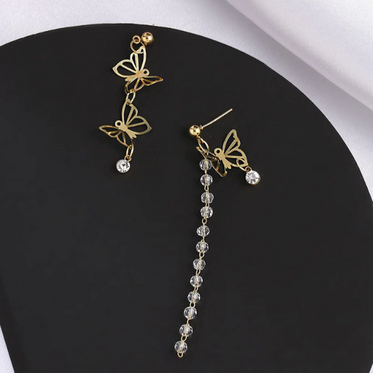 Gold-Toned Pearl Butterfly Danglers for Women & Girls Gift for Birthday or Anniversary"