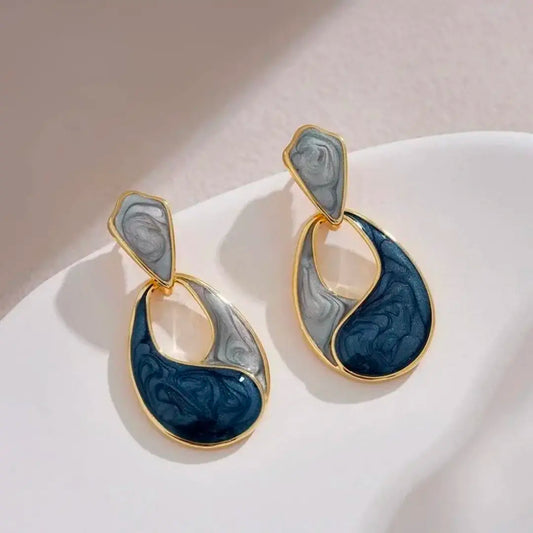 Stylish Blue Wave Drop Earrings