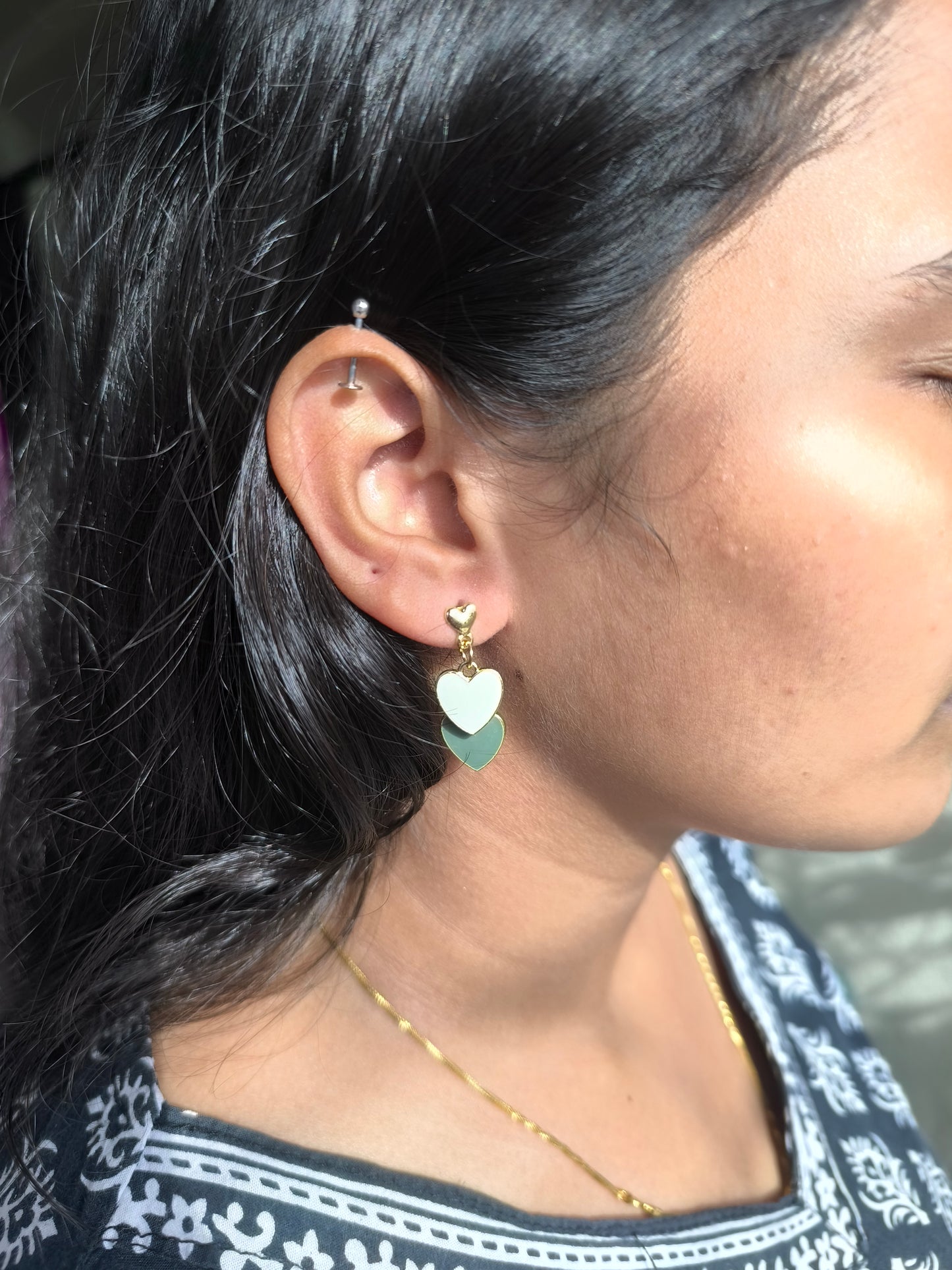 Korean Gold-Plated Heart shaped drop Earrings