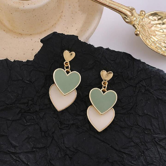 Korean Gold-Plated Heart shaped drop Earrings