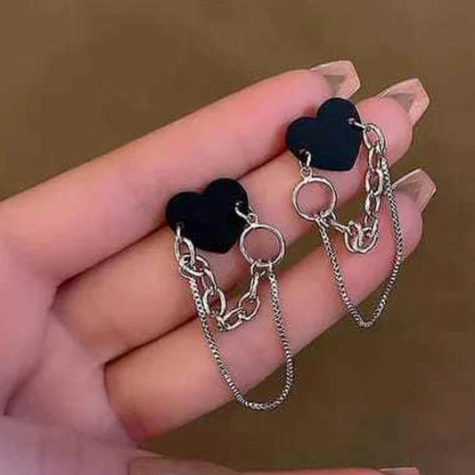 Silver Plated Heart Shape Drop Earrings