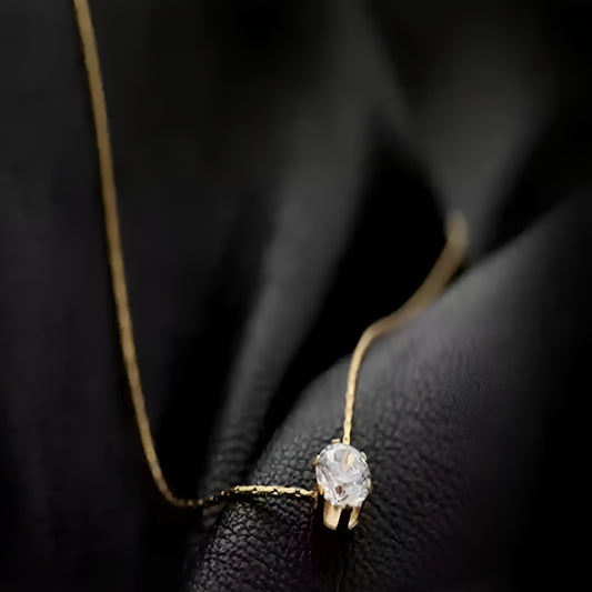 stainless steel gold plated-Elegant Solitaire Diamond Pendant